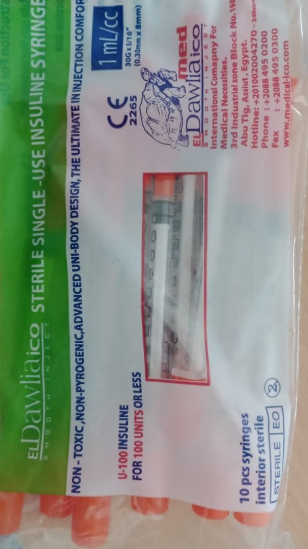 ⁦ 1 ML INSULIN SYRINGE 30G سرنجات انسولين 1مل⁩ - الصورة ⁦4⁩